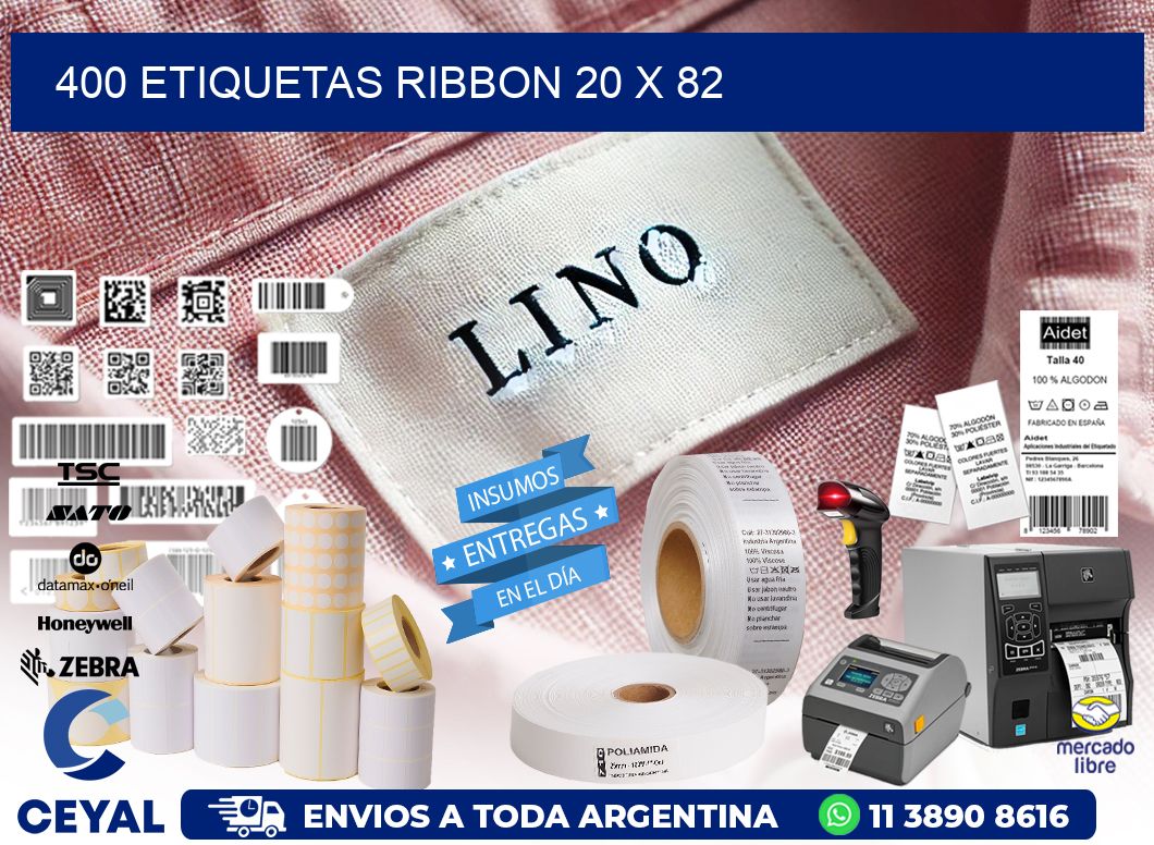 400 ETIQUETAS RIBBON 20 x 82