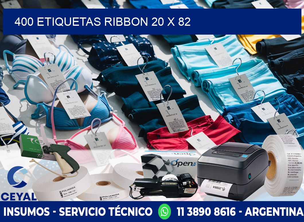 400 ETIQUETAS RIBBON 20 x 82