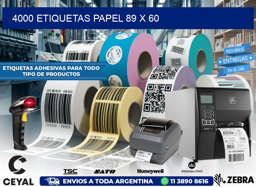 4000 ETIQUETAS PAPEL 89 x 60