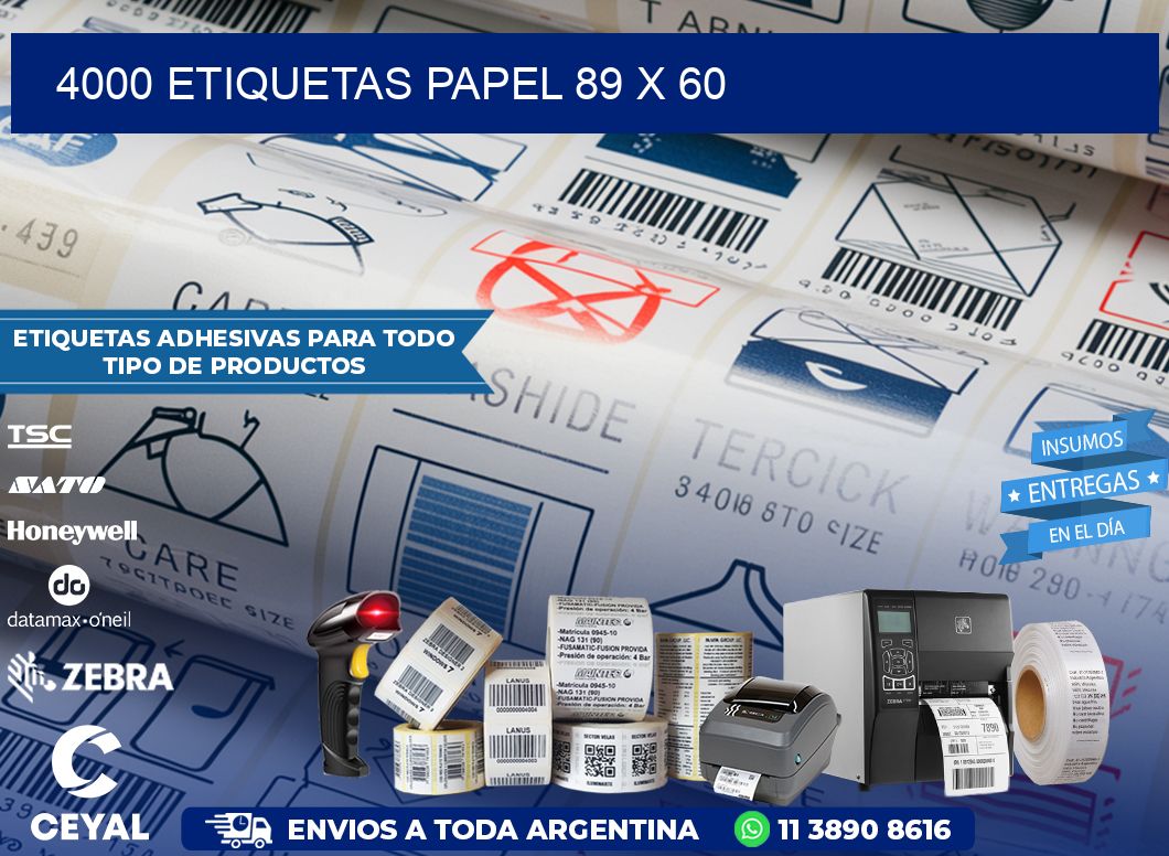 4000 ETIQUETAS PAPEL 89 x 60