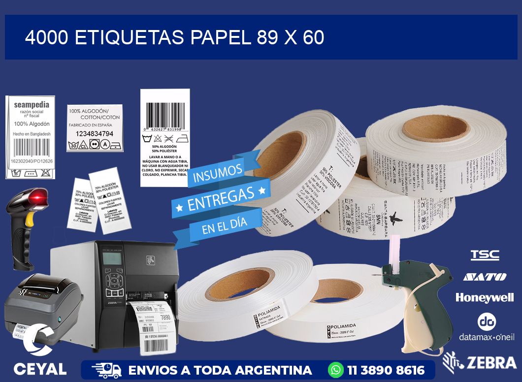 4000 ETIQUETAS PAPEL 89 x 60