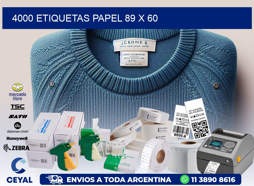 4000 ETIQUETAS PAPEL 89 x 60