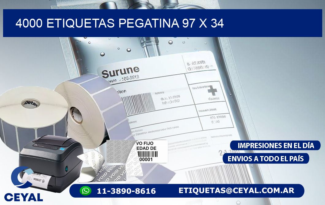 4000 ETIQUETAS PEGATINA 97 x 34