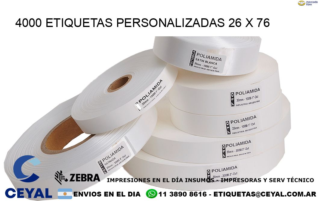 4000 ETIQUETAS PERSONALIZADAS 26 x 76