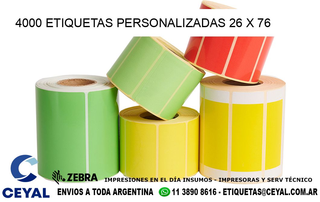 4000 ETIQUETAS PERSONALIZADAS 26 x 76