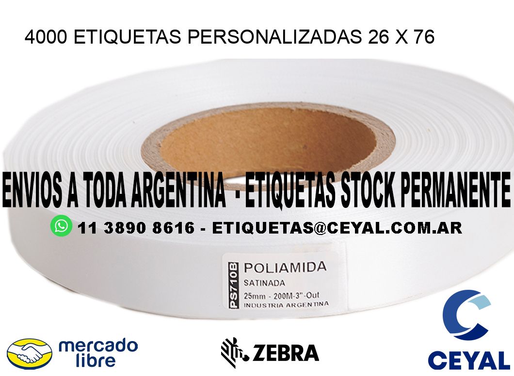 4000 ETIQUETAS PERSONALIZADAS 26 x 76