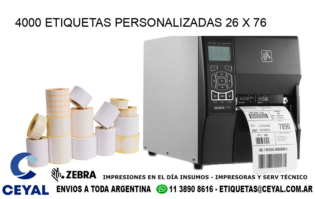 4000 ETIQUETAS PERSONALIZADAS 26 x 76