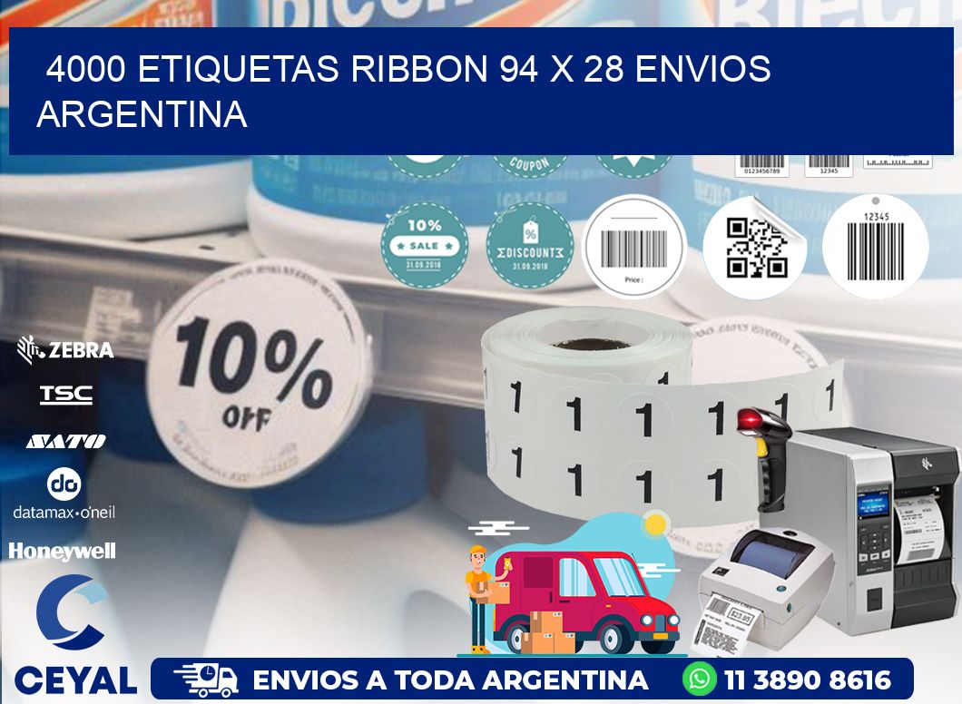 4000 ETIQUETAS RIBBON 94 x 28 ENVIOS ARGENTINA