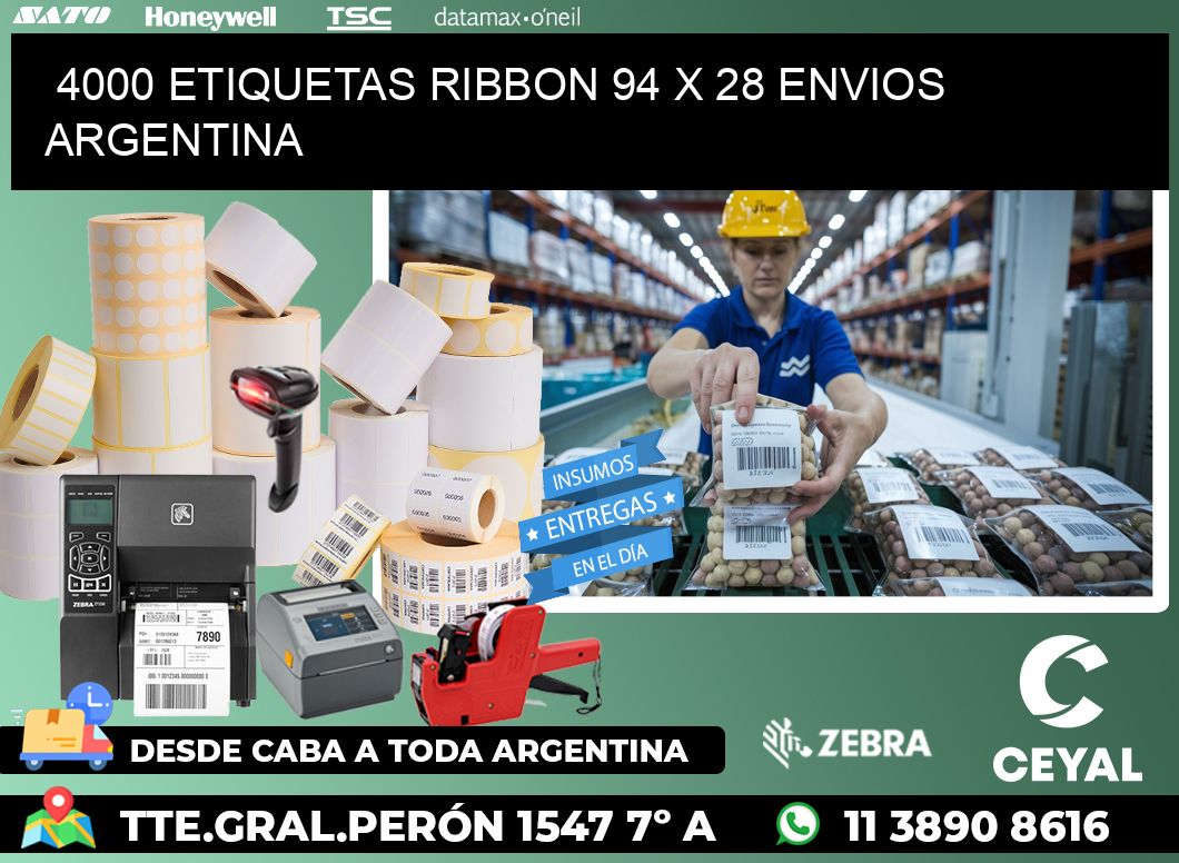 4000 ETIQUETAS RIBBON 94 x 28 ENVIOS ARGENTINA