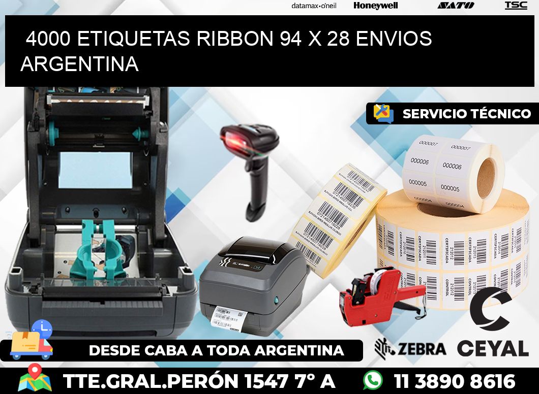 4000 ETIQUETAS RIBBON 94 x 28 ENVIOS ARGENTINA