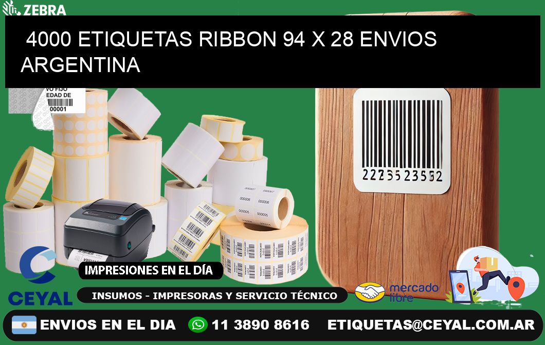 4000 ETIQUETAS RIBBON 94 x 28 ENVIOS ARGENTINA