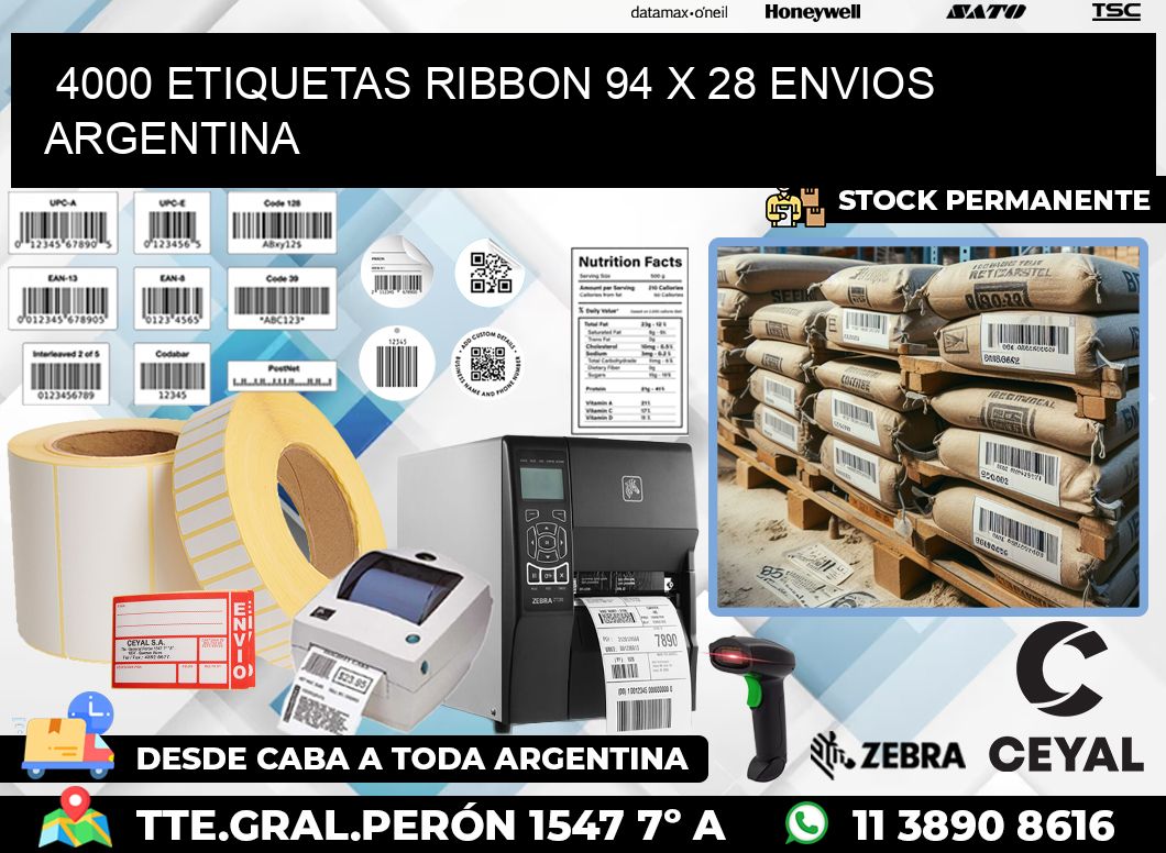 4000 ETIQUETAS RIBBON 94 x 28 ENVIOS ARGENTINA