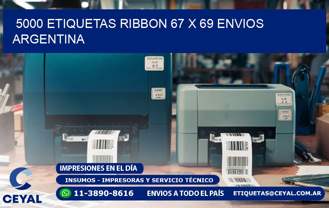 5000 ETIQUETAS RIBBON 67 x 69 ENVIOS ARGENTINA