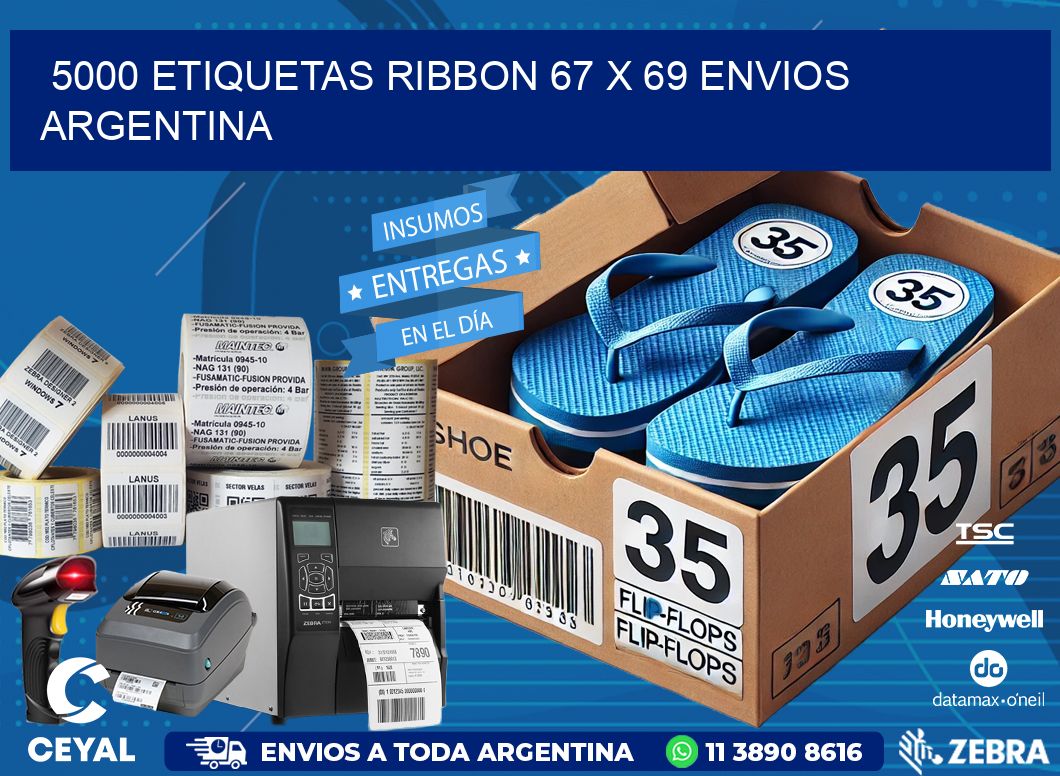 5000 ETIQUETAS RIBBON 67 x 69 ENVIOS ARGENTINA