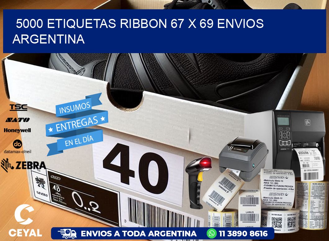 5000 ETIQUETAS RIBBON 67 x 69 ENVIOS ARGENTINA