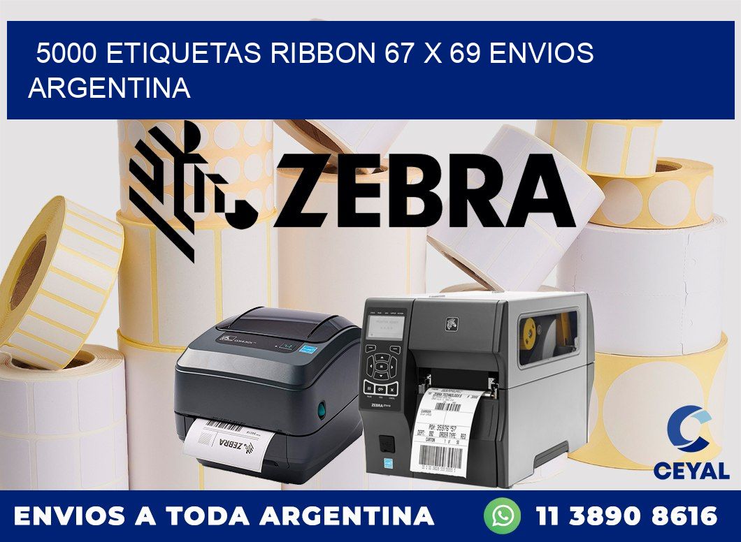 5000 ETIQUETAS RIBBON 67 x 69 ENVIOS ARGENTINA