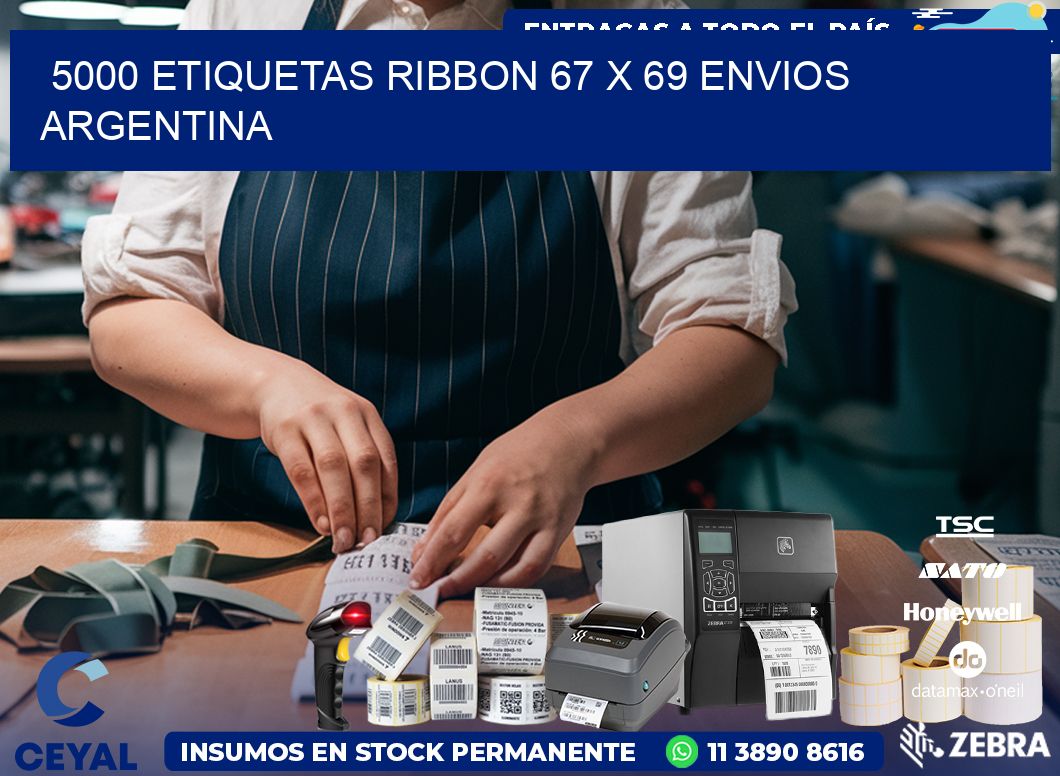 5000 ETIQUETAS RIBBON 67 x 69 ENVIOS ARGENTINA