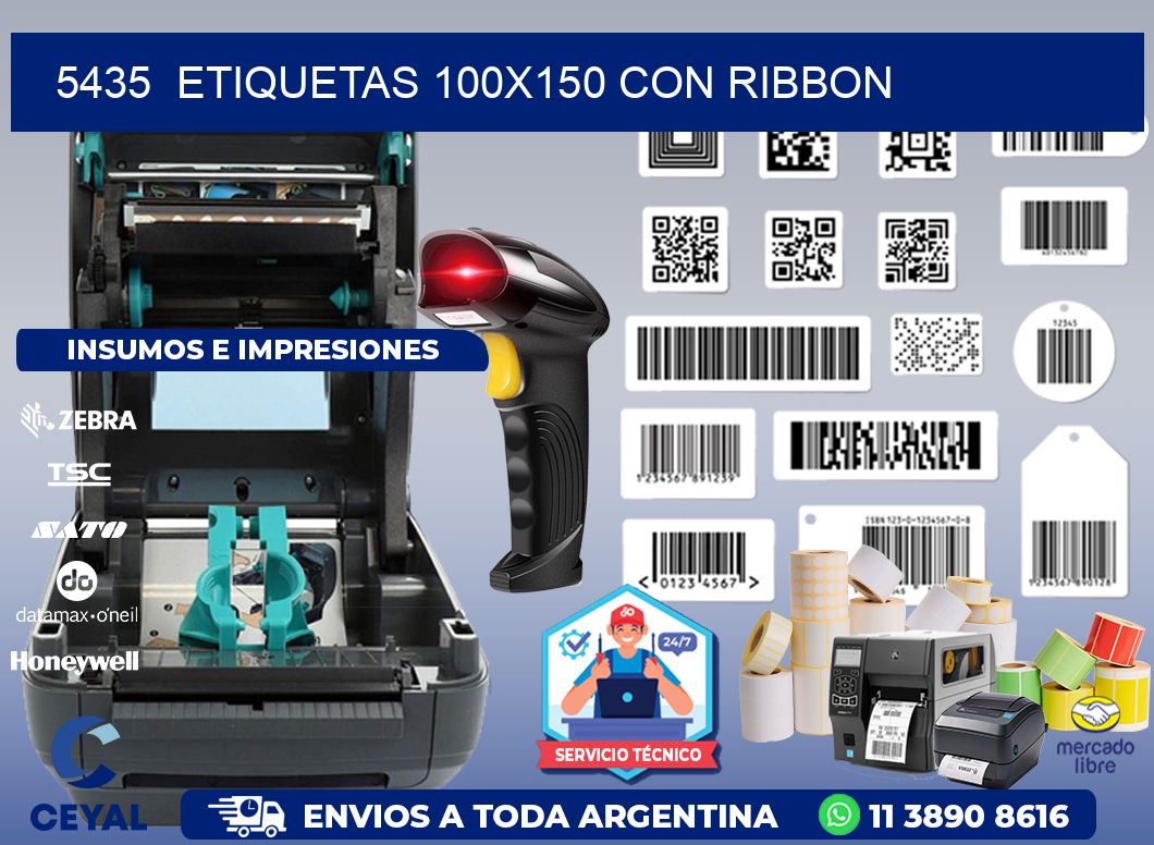 5435  ETIQUETAS 100X150 CON RIBBON
