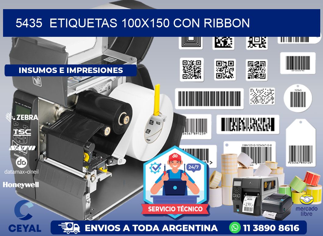 5435  ETIQUETAS 100X150 CON RIBBON