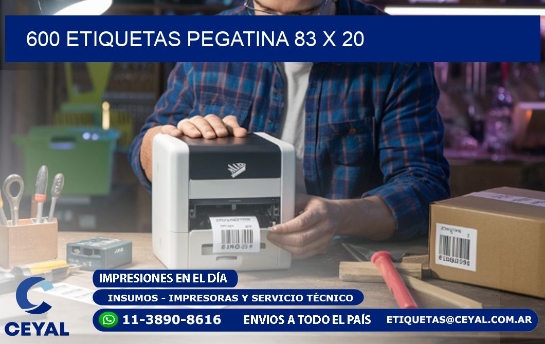 600 ETIQUETAS PEGATINA 83 x 20