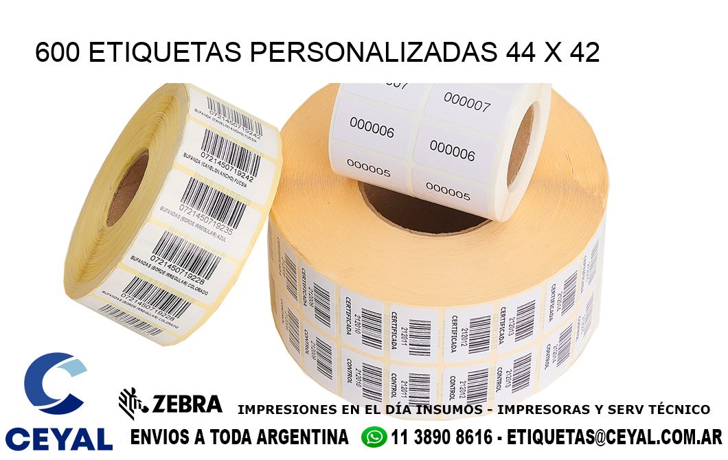 600 ETIQUETAS PERSONALIZADAS 44 x 42