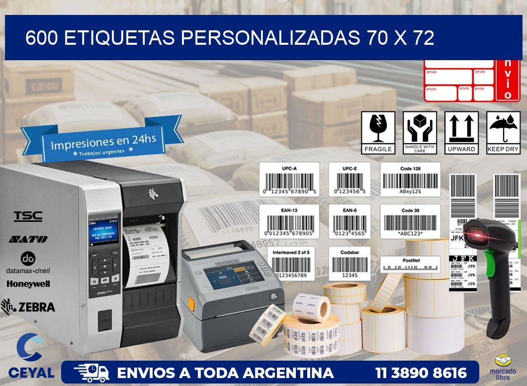 600 ETIQUETAS PERSONALIZADAS 70 x 72