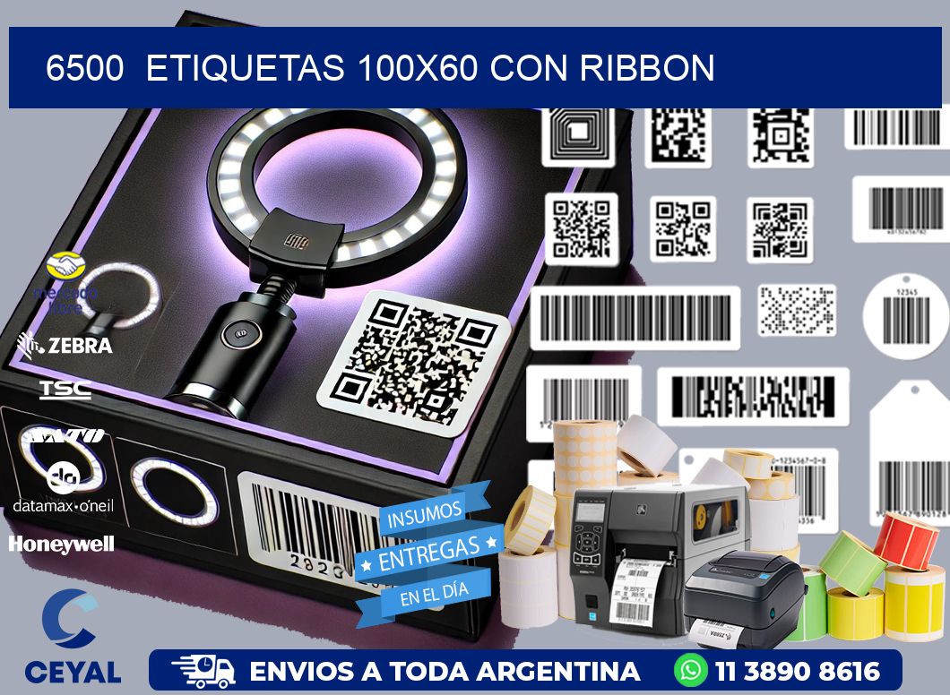 6500  ETIQUETAS 100X60 CON RIBBON