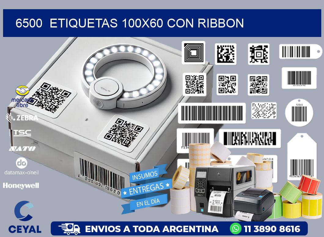6500  ETIQUETAS 100X60 CON RIBBON