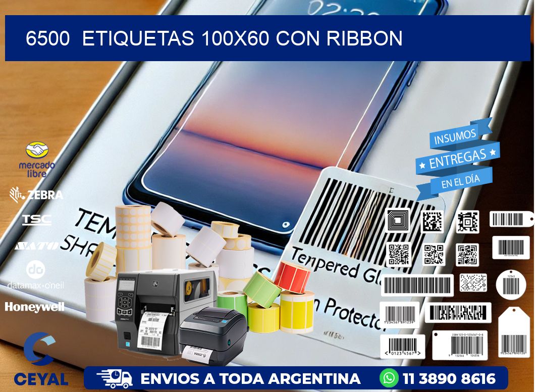 6500  ETIQUETAS 100X60 CON RIBBON
