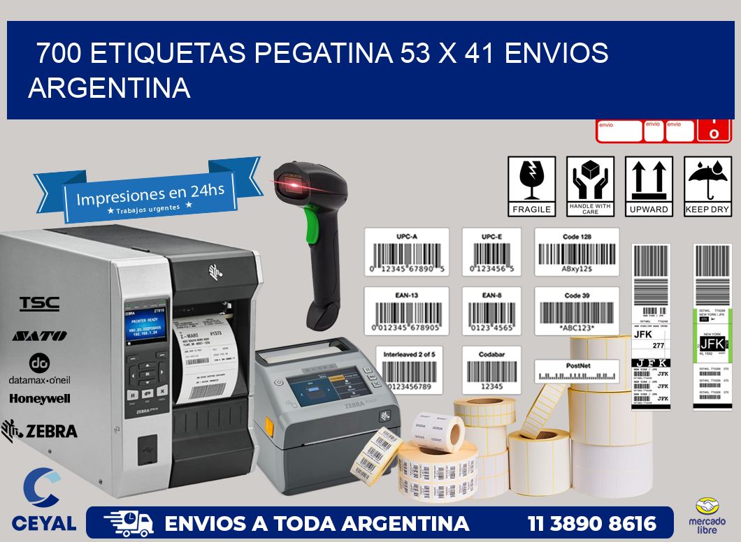 700 ETIQUETAS PEGATINA 53 x 41 ENVIOS ARGENTINA