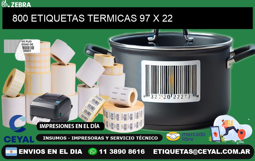 800 ETIQUETAS TERMICAS 97 x 22