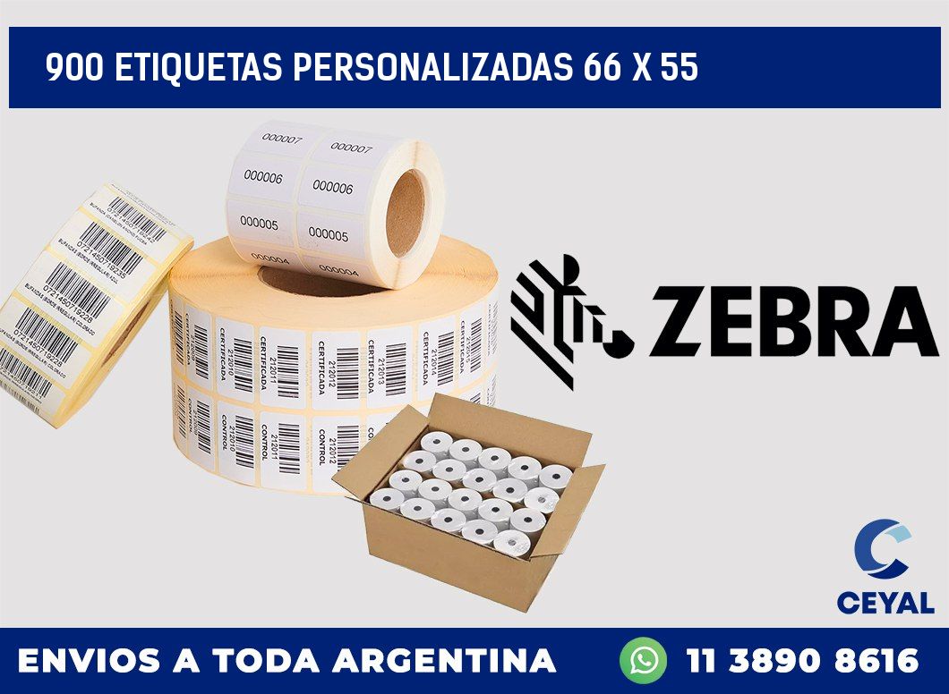 900 ETIQUETAS PERSONALIZADAS 66 x 55