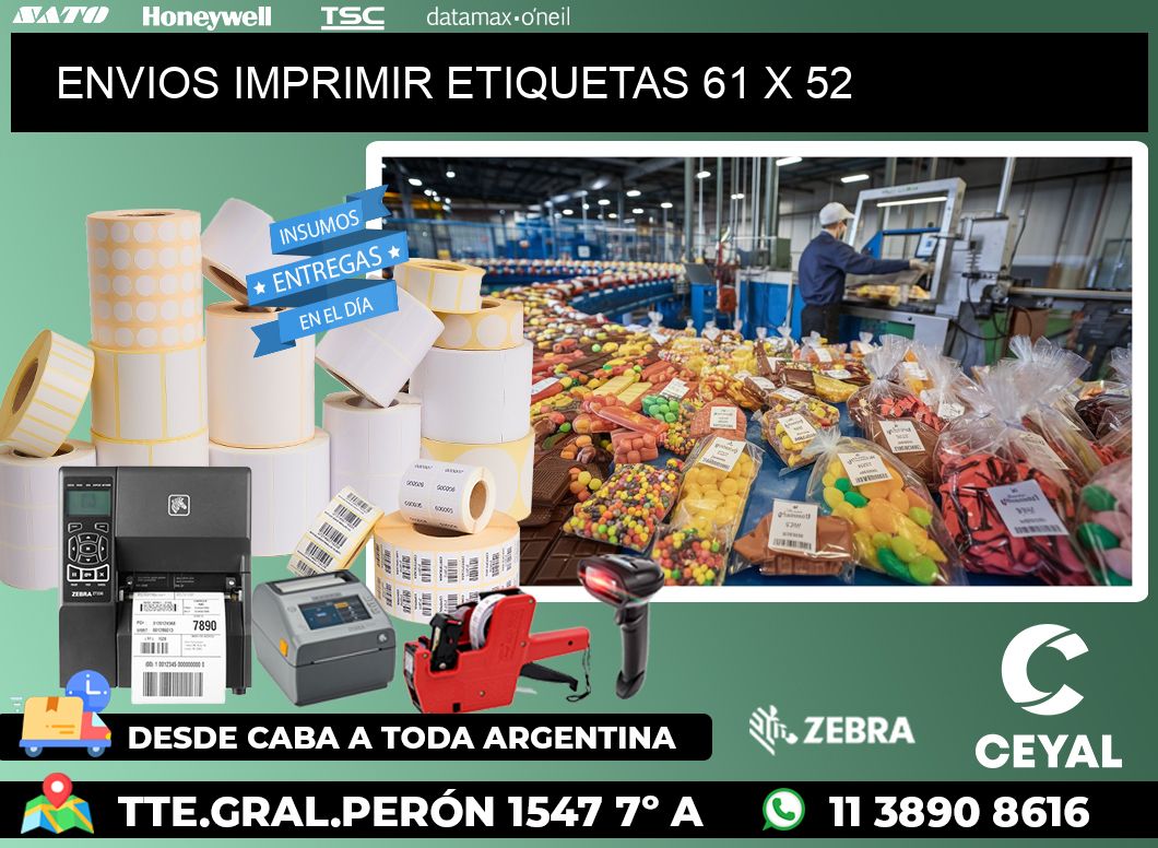 ENVIOS IMPRIMIR ETIQUETAS 61 x 52