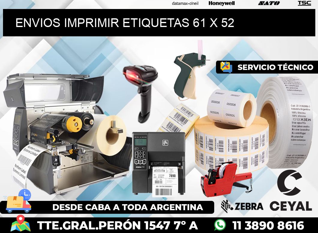 ENVIOS IMPRIMIR ETIQUETAS 61 x 52