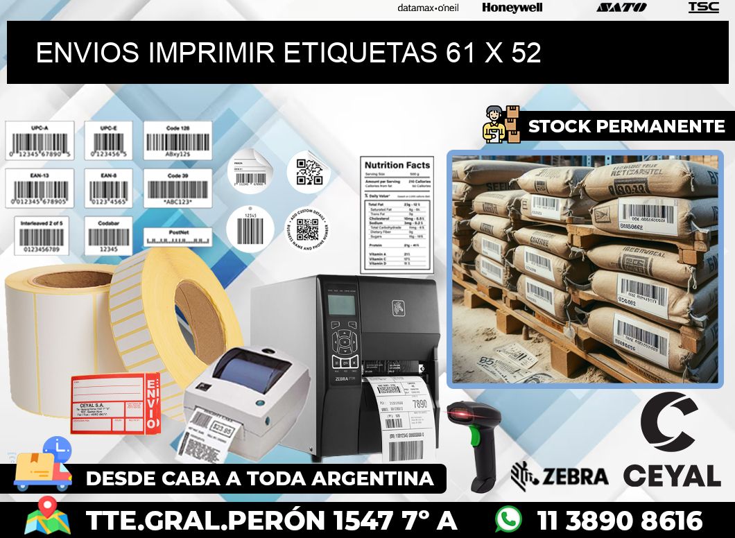 ENVIOS IMPRIMIR ETIQUETAS 61 x 52