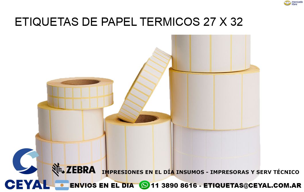 ETIQUETAS DE PAPEL TERMICOS 27 x 32