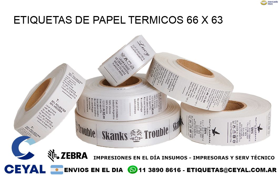 ETIQUETAS DE PAPEL TERMICOS 66 x 63