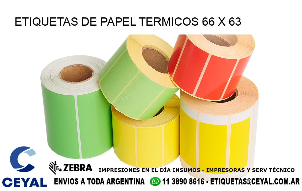 ETIQUETAS DE PAPEL TERMICOS 66 x 63