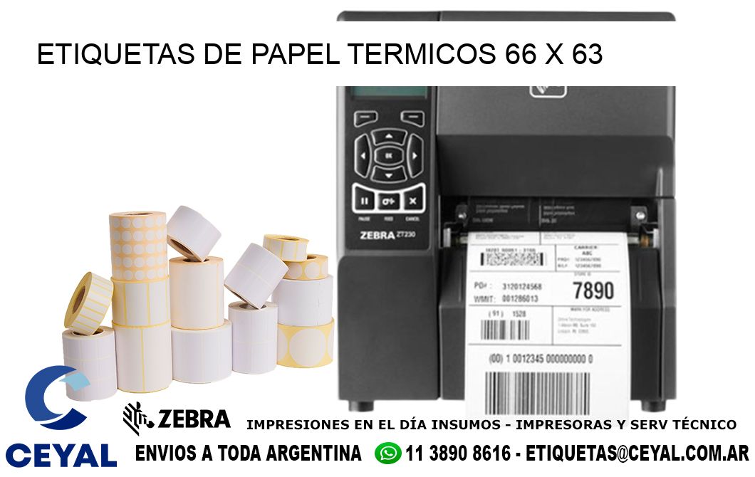 ETIQUETAS DE PAPEL TERMICOS 66 x 63