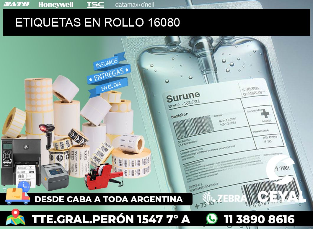 ETIQUETAS EN ROLLO 16080