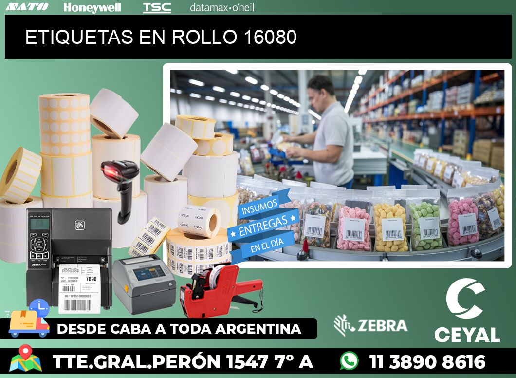 ETIQUETAS EN ROLLO 16080