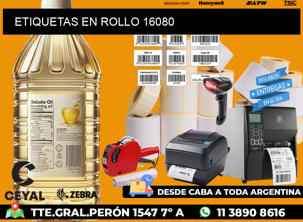 ETIQUETAS EN ROLLO 16080