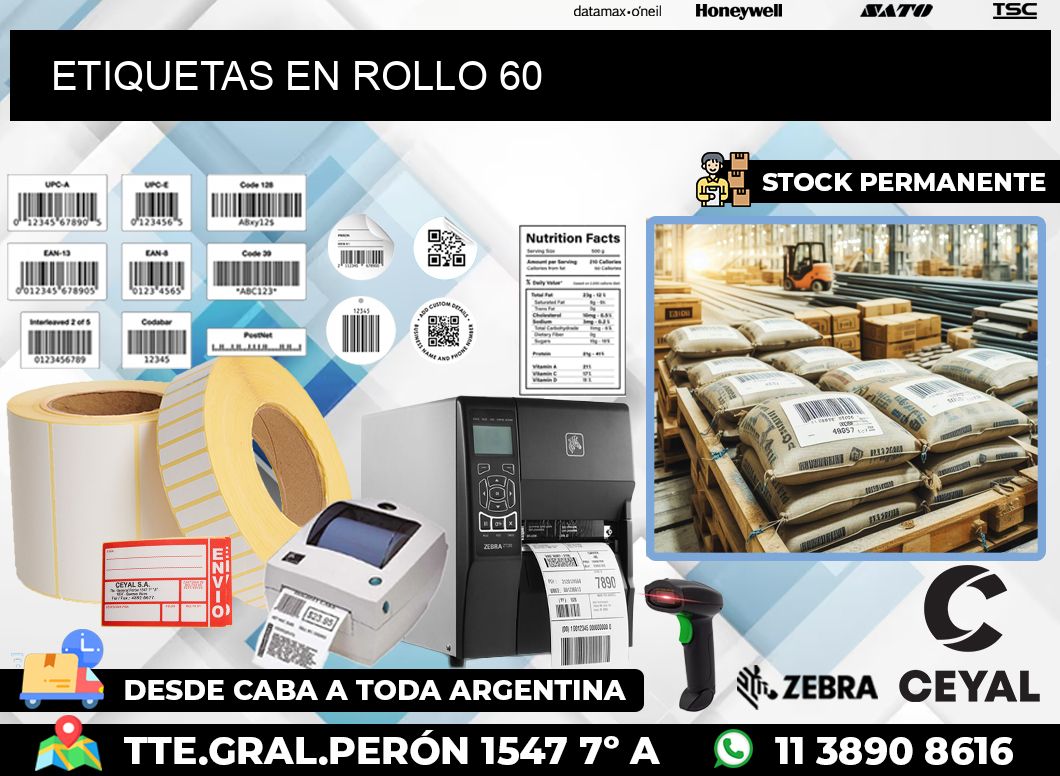 ETIQUETAS EN ROLLO 60