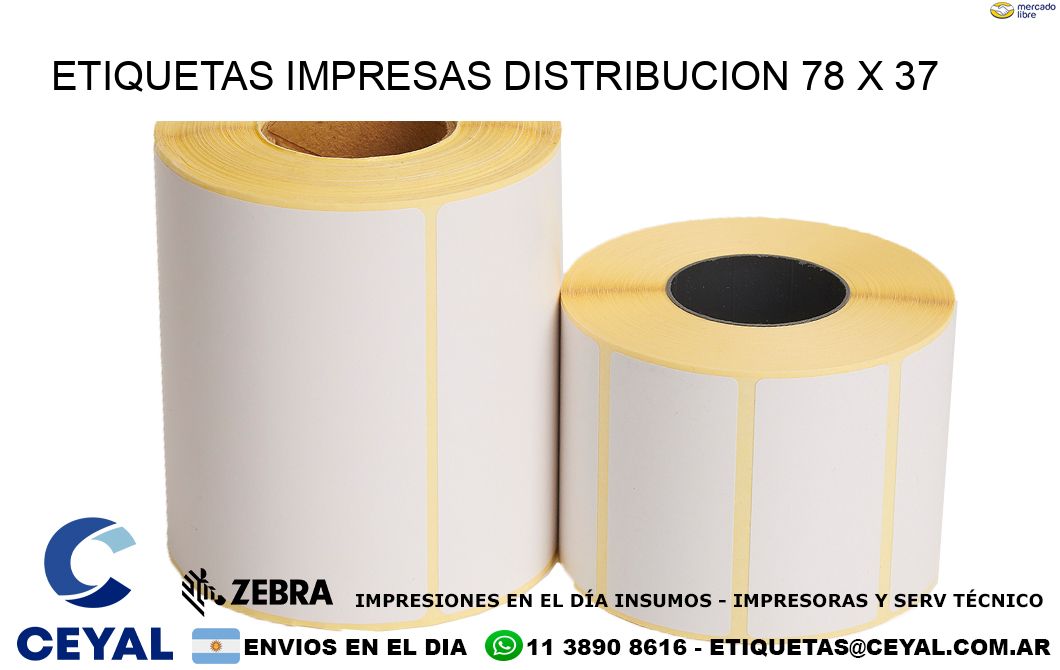 ETIQUETAS IMPRESAS DISTRIBUCION 78 x 37