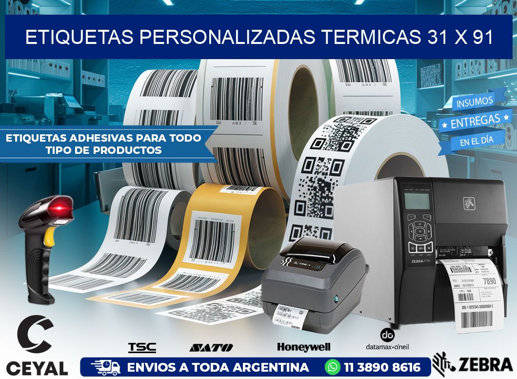 ETIQUETAS PERSONALIZADAS TERMICAS 31 x 91
