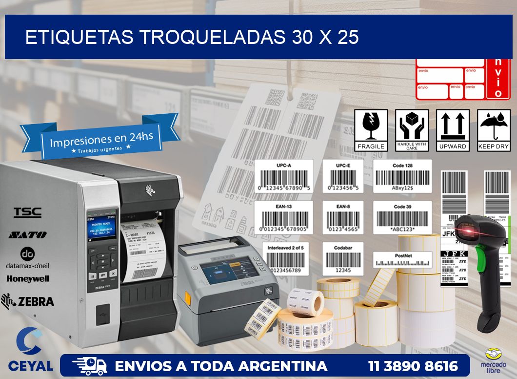 ETIQUETAS TROQUELADAS 30 x 25