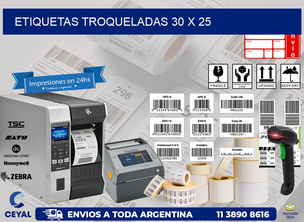 ETIQUETAS TROQUELADAS 30 x 25