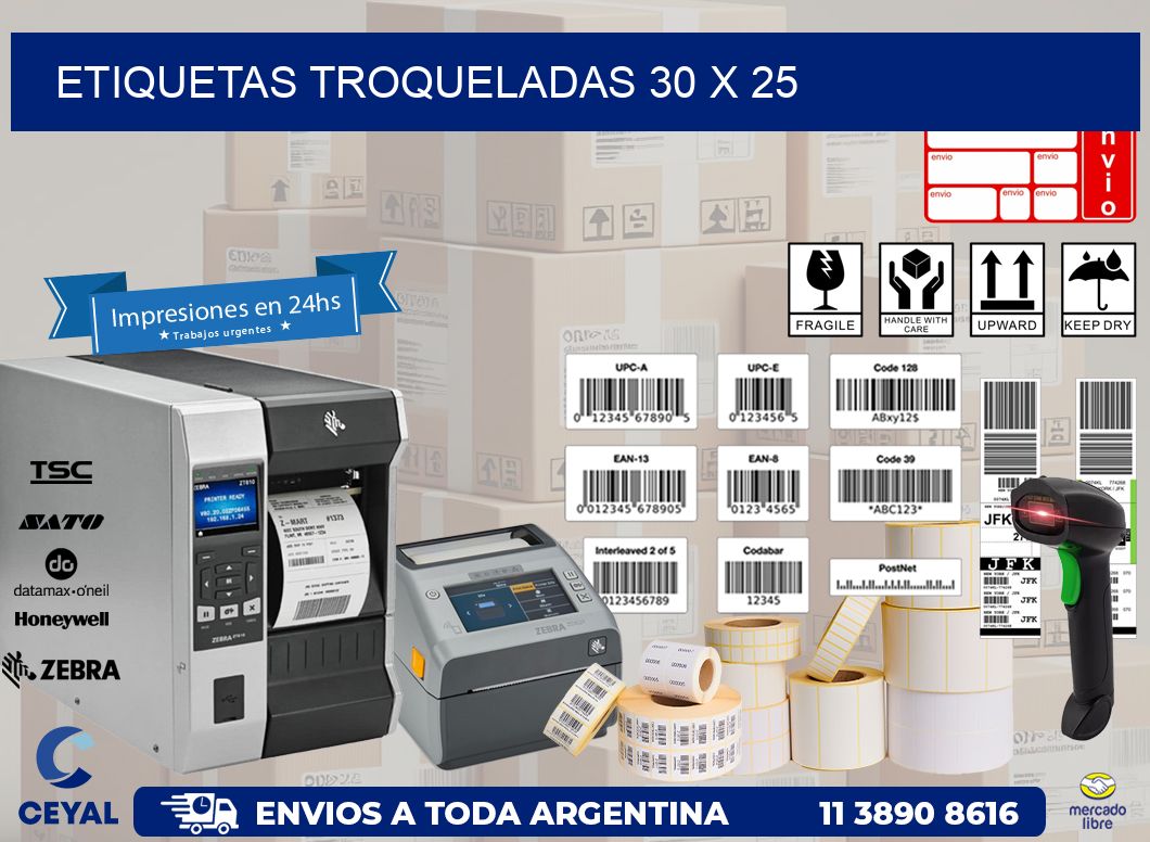 ETIQUETAS TROQUELADAS 30 x 25