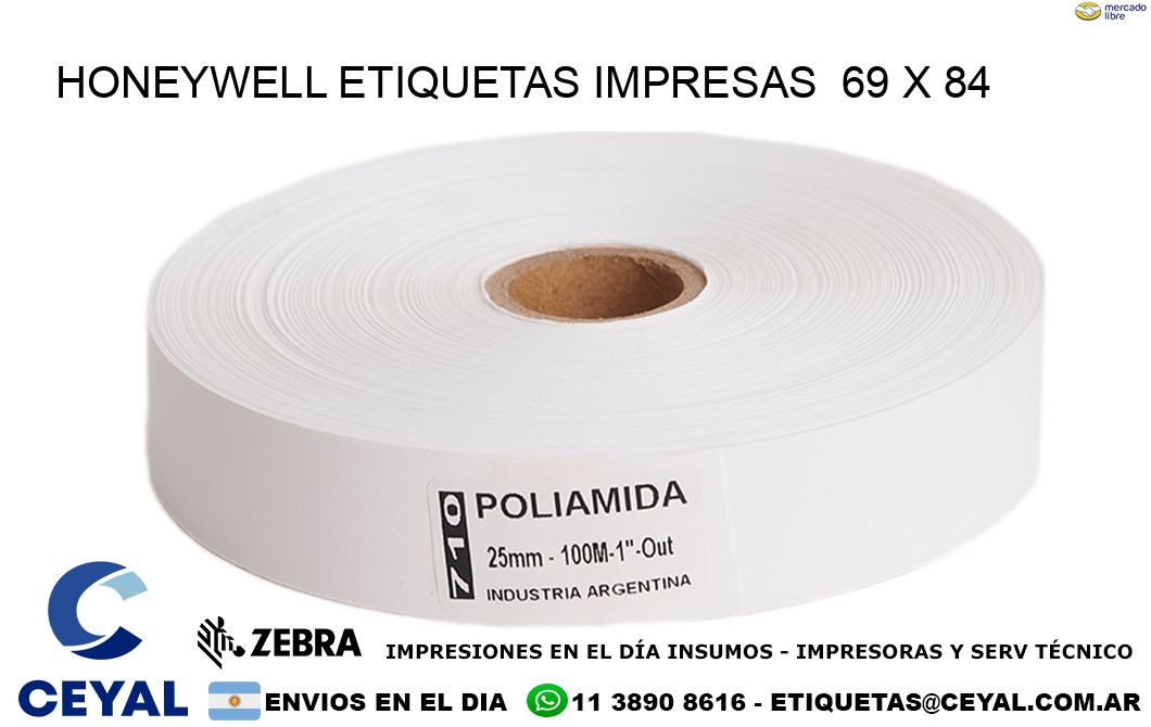 HONEYWELL ETIQUETAS IMPRESAS  69 x 84