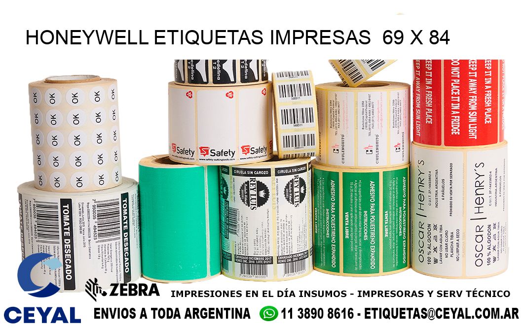 HONEYWELL ETIQUETAS IMPRESAS  69 x 84